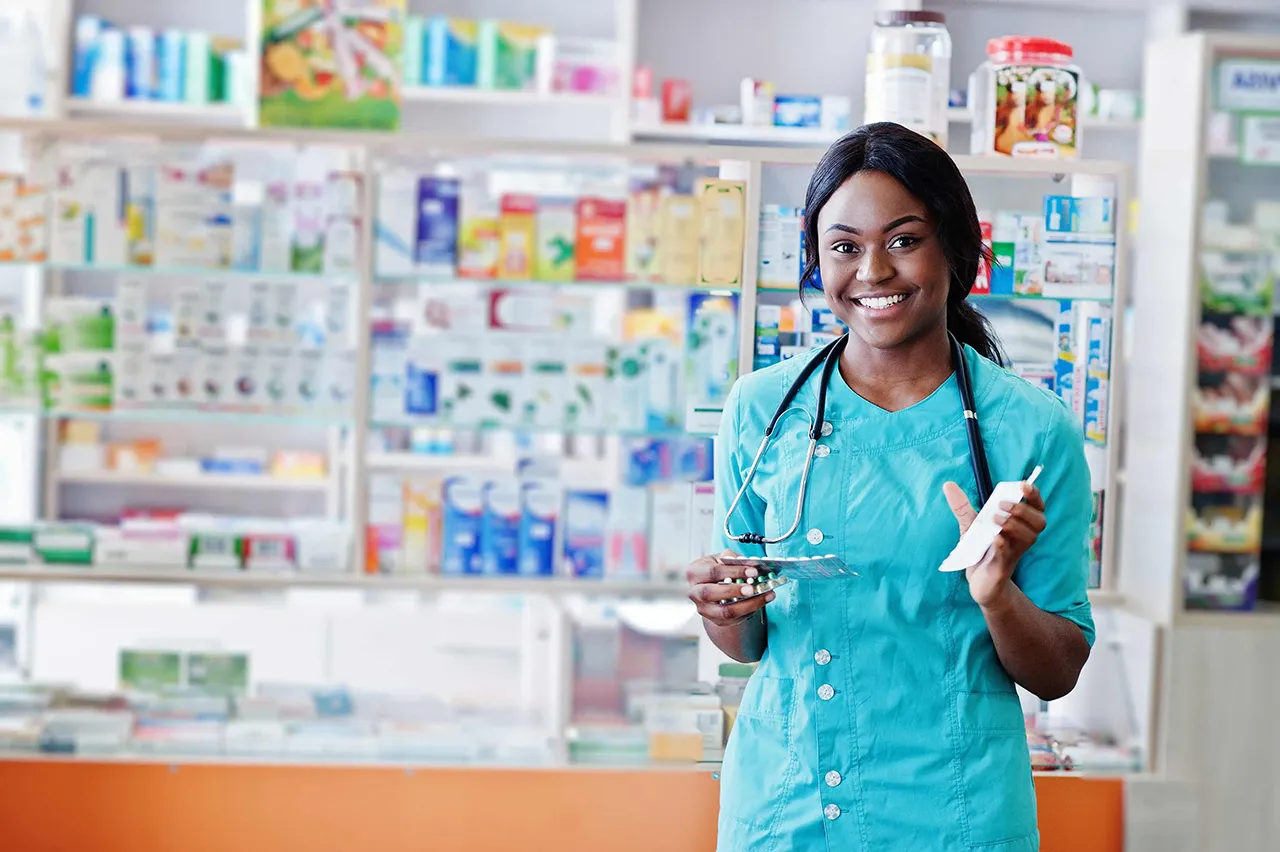 Female African American pharmacist