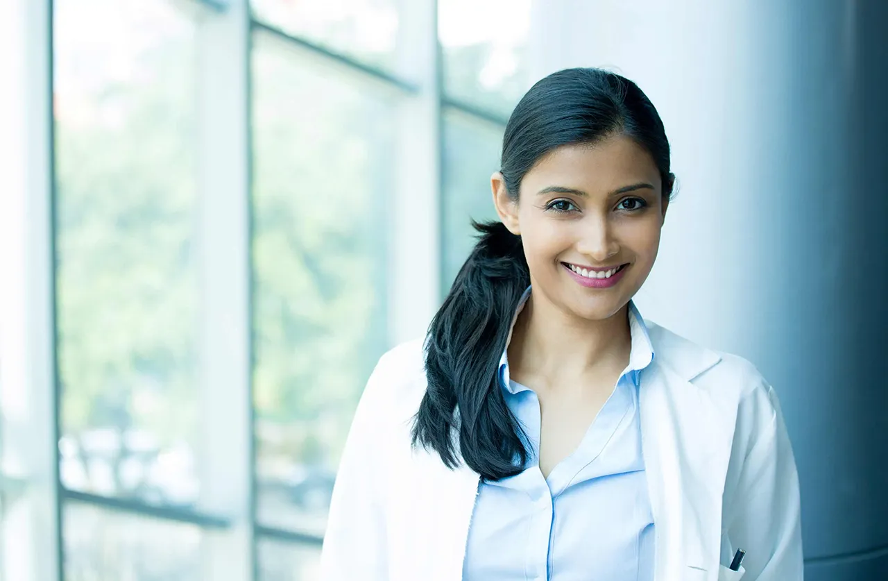 Female doctor in a white coat